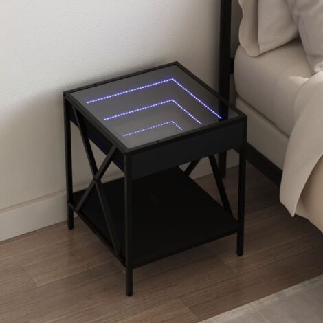 Bedside Table with Infinity LED Black 40x40x49 cm vidaXL