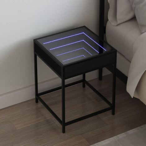 Bedside Table with Infinity LED Black 40x40x51 cm vidaXL