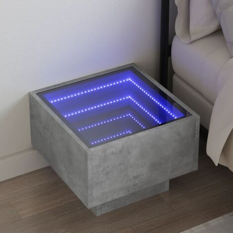 Bedside Table with Infinity LED Concrete Grey 40x40x30 cm vidaXL