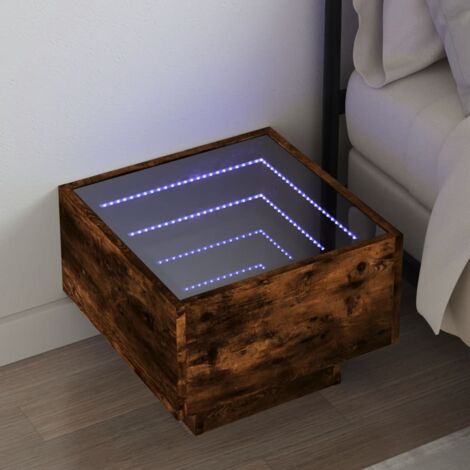 Bedside Table with Infinity LED Smoked Oak 40x40x30 cm vidaXL