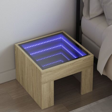 Bedside Table with Infinity LED Sonoma Oak 40x40x30 cm vidaXL