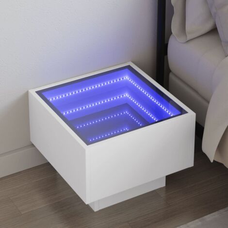 Bedside Table with Infinity LED White 40x40x30 cm vidaXL