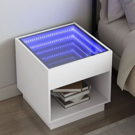 Bedside Table with Infinity LED White 50x50x50 cm vidaXL