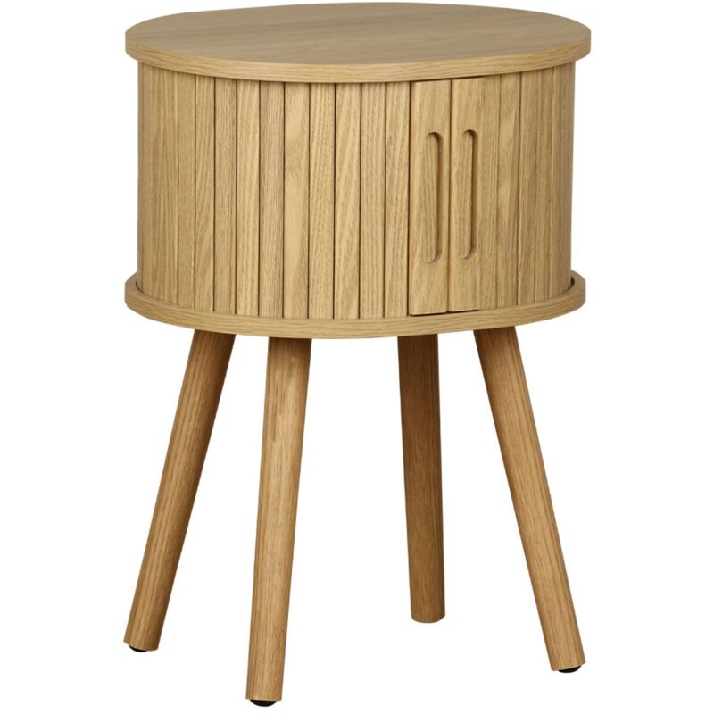 Sweeek - Scandinavian Bedside Table Wood Decor 2 Sliding Doors, Legacy, Natural, 40x34x54.8 Cm