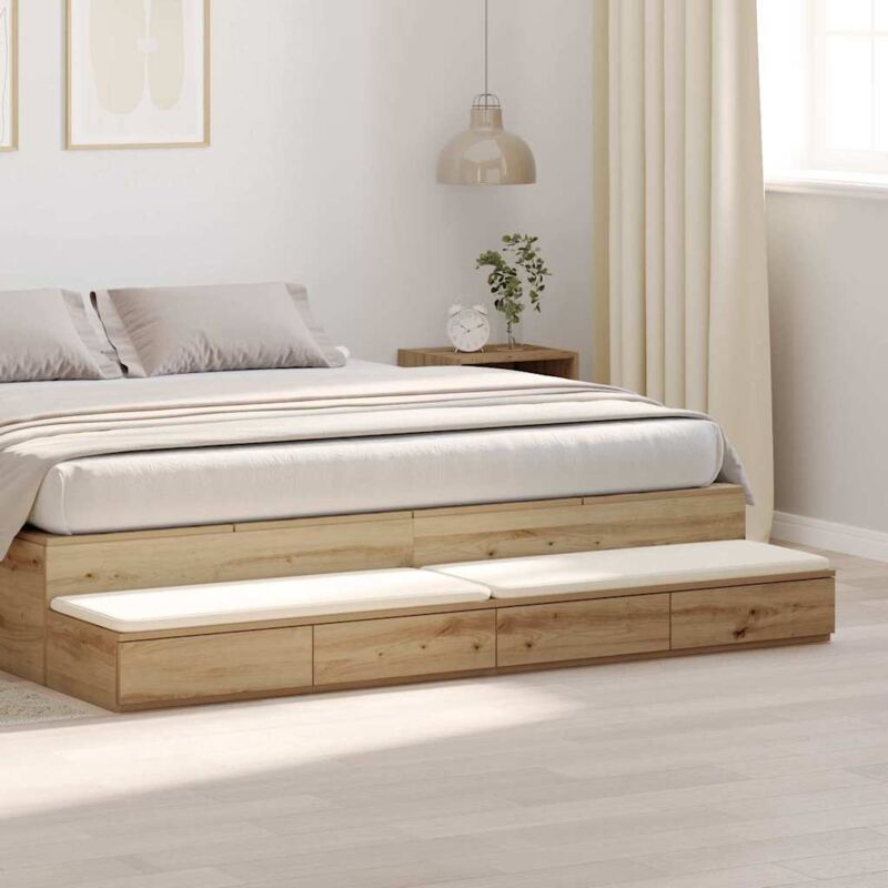 Vidaxl Bed Drawers Artisan Oak 200 X 36.5 X 16.5 Cm Engineered Wood