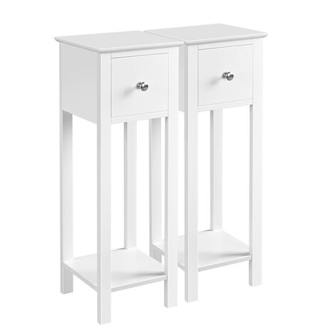 Bedside Tables Yaheetech Nightstand Set Of 2 Square P2 Mdf Wooden 25x25x70cm Gray Bedside Tables Yaheetech Nightstand Set, Tall Side Table Night Stand
