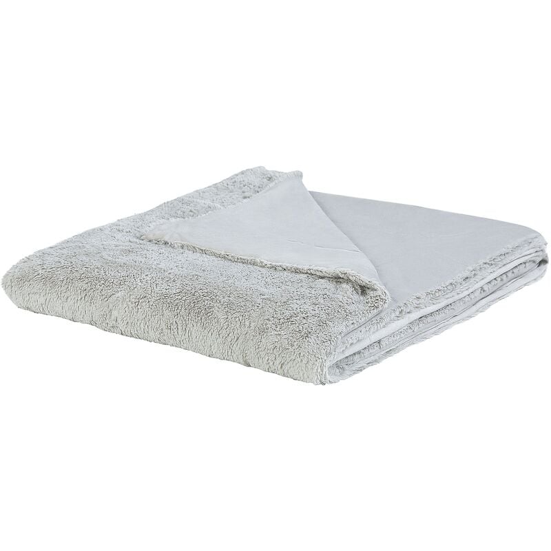 Blanket Bedspread Throw Fluffy Plush Decorative 180 x 200 cm Light Grey Gelik