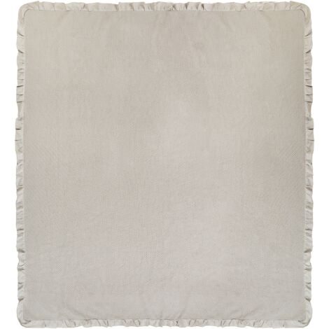 Bedspread with a Frill Bed Throw Cotton 220 x 200 cm Taupe Hatton