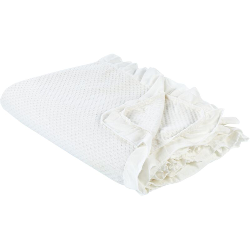 Beliani - Bedspread With A Frill Bed Throw Cotton 220 X 200 Cm White Hatton