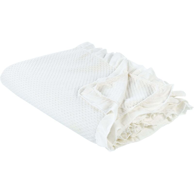Beliani - Bedspread With A Frill Bed Throw Cotton 220 X 240 Cm White Hatton