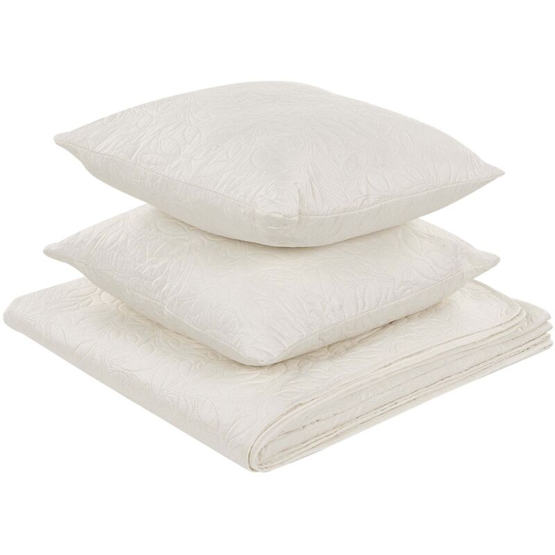 Beliani Bedspread With Cushions Rudkhan 140 X 210 Cm Off-white