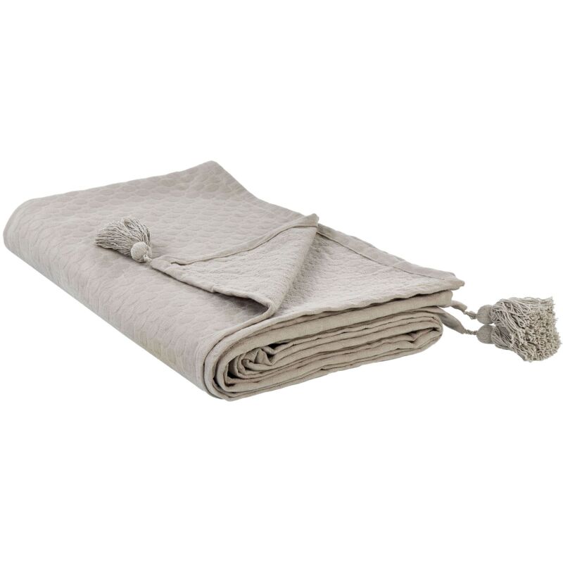 Beliani Bedspread Lindula Cotton 150 X 200 Cm Taupe