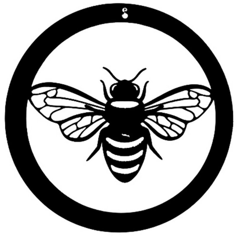 Bee in a Circle Small Garden Wall Art - Black