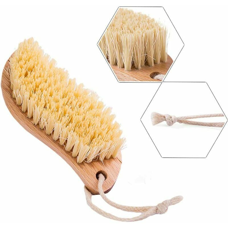 Beech Cleaning Brush Natural Bristle Scrubbing Brush Not Easy To Deform, Antibacterial, Heat Resistant For Use In Kitchen, Laundry, Garage Etc (Wood