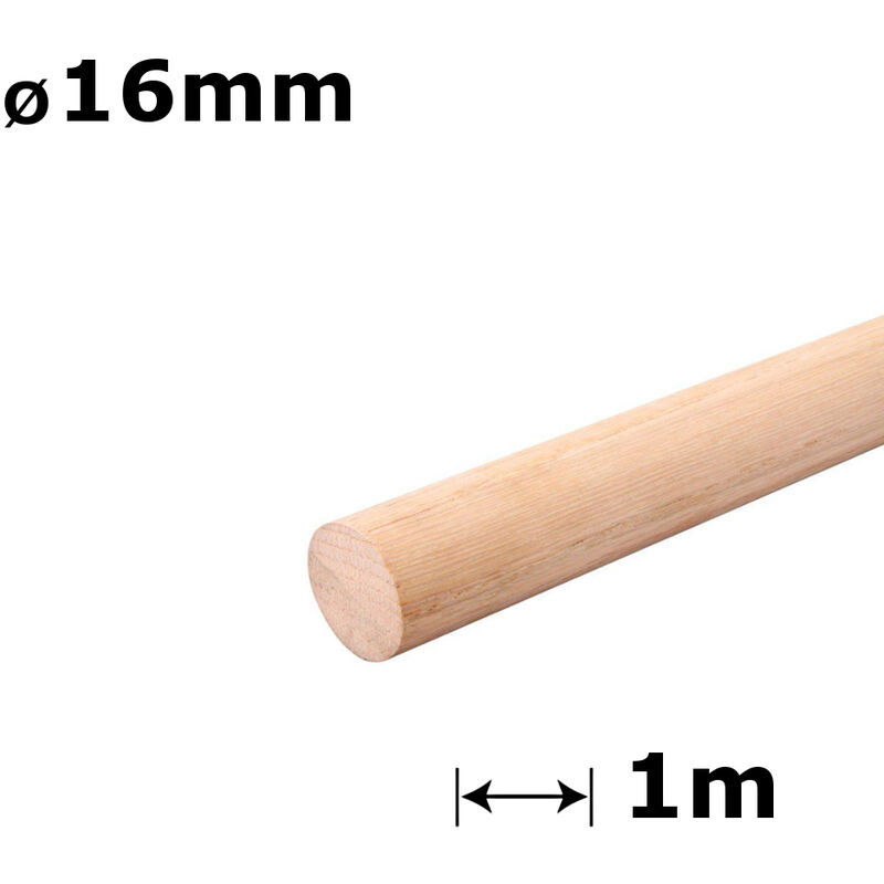 Beech Dowel Smooth Wood Rod Pegs - Diameter 16mm - Length 100cm