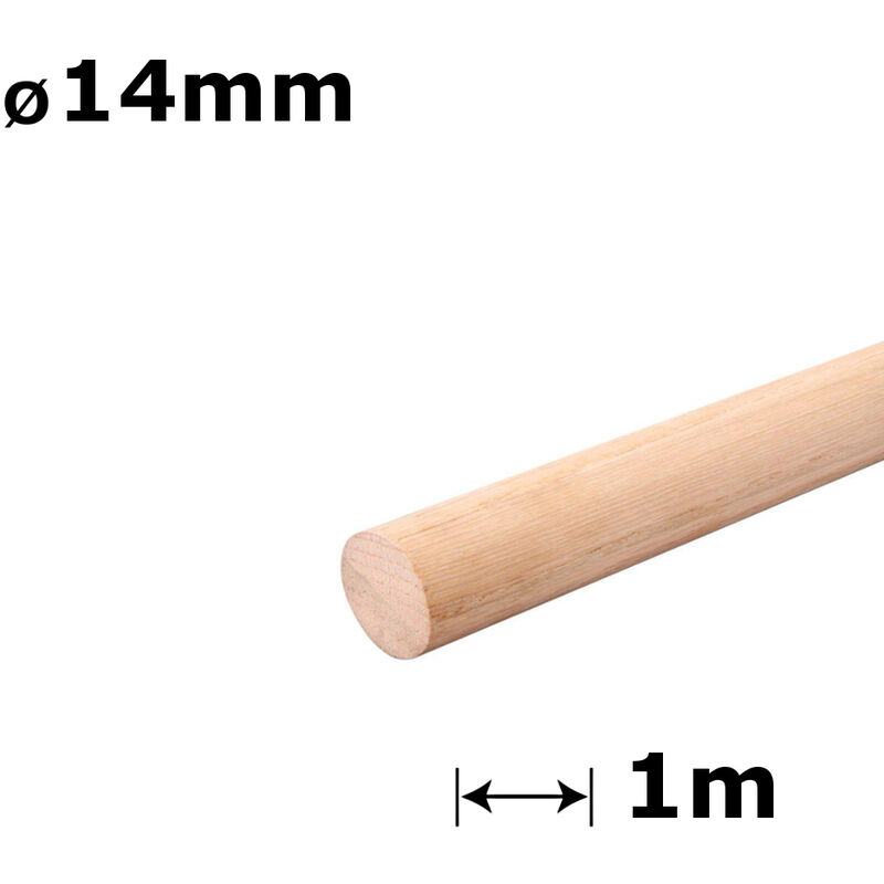 Beech Dowel Smooth Wood Rod Pegs - Diameter 14mm - Length 100cm