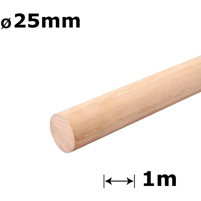 Beech Dowel Smooth Wood Rod Pegs - Diameter 25mm - Length 100cm