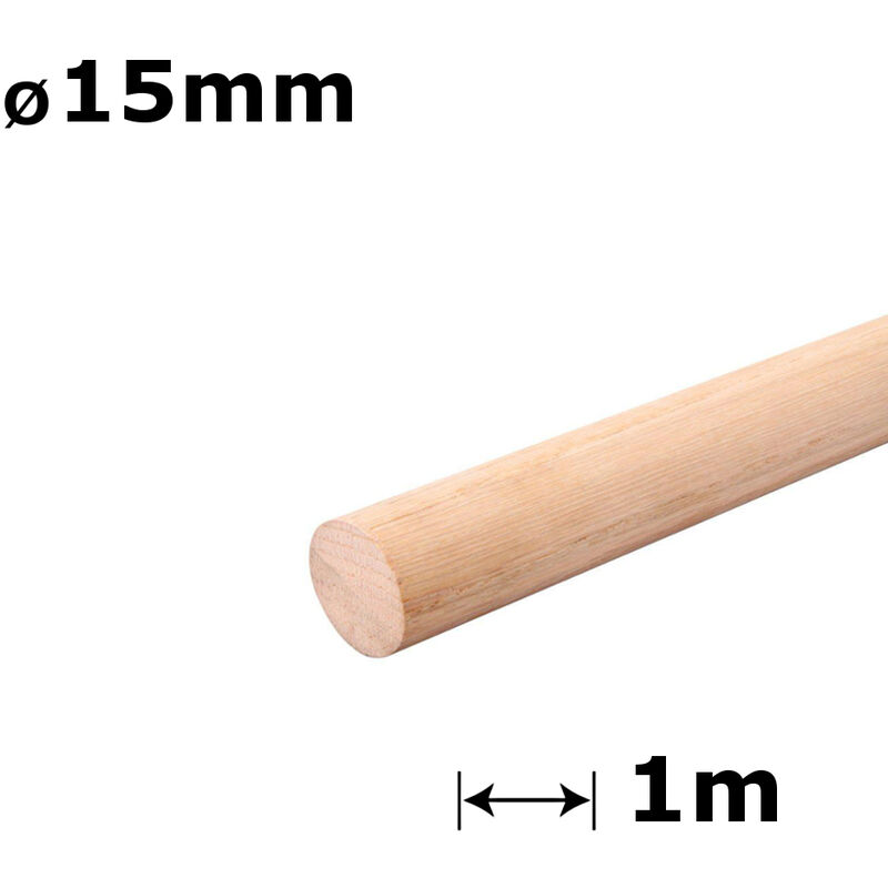 Beech Dowel Smooth Wood Rod Pegs - Diameter 15mm - Length 100cm
