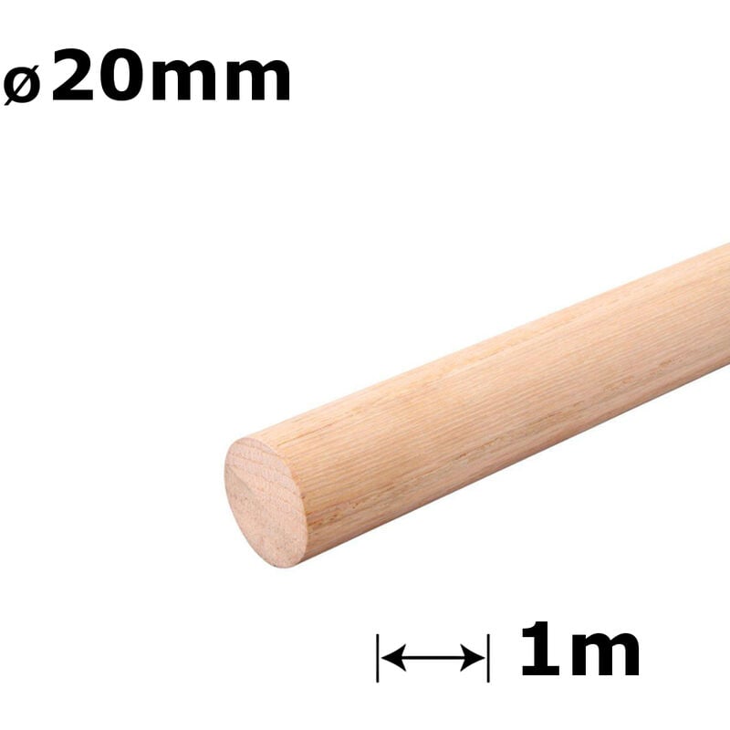 Beech Dowel Smooth Wood Rod Pegs - Diameter 20mm - Length 100cm