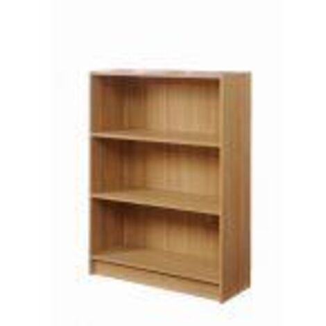 Beech Low Wide Bookcase With Adjustable Shelves