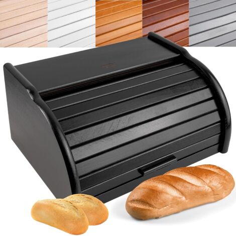 Beech Wood Bread Box Black 38 x 28.5 x 17.5 cm