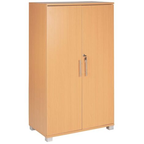 Beech wooden Filing cabinet with 2 shelves - 2 Door Lockable Filing Cabinet - Tall wood Office Storage Cupboard Organiser - Strong and Sturdy Shelving Unit 1200mm(h) x 700mm(w) x 350mm(d)