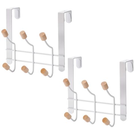 BEEK Gancio per porta per appendere il cappotto, gancio per porta, gancio per porta, gancio per la cucina, per il bagno, per il bagno, per la casa, per il bagno, con 6 ganci, 2 set senza drilling