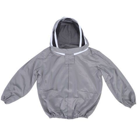 Beekeeping Protective Veil Jacket Bee Suit Smock with Double Zippers Beekeeper AccessoryGray