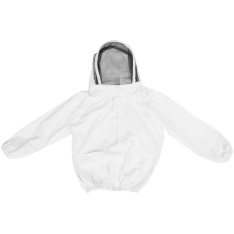 Beekeeping Protective Veil Jacket Bee Suit Smock with Double Zippers Beekeeper AccessoryWhite