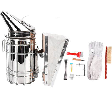 Beekeeping Starters Kit Beehive Smoker Wire Embedder Scraper Bee Brush Supplies Tools for Beekeepers