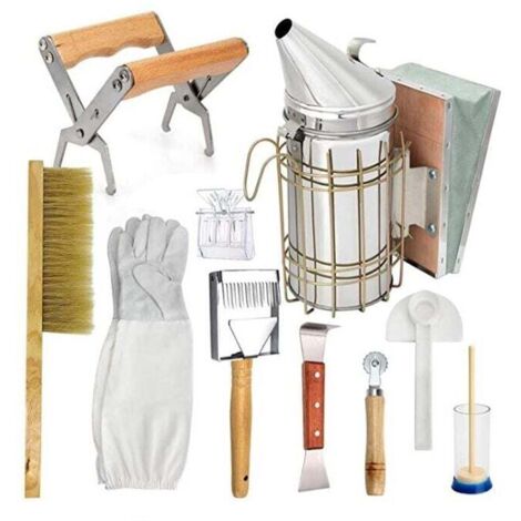 Beekeeping tool set - smoke blower, bee brush, scraper 4jk6RYW5a
