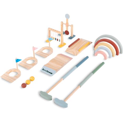 Beeloom - Minigolf aus Holz, Montessori-Spielzeug für Jungen und Mädchen, mehrfarbig, verschiedene Teile