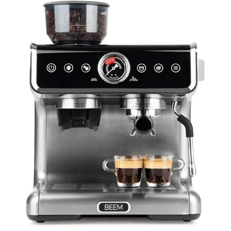 BEEM ESPRESSO-GRIND-PROFESSION caffettiera con macinino, programmabile  2 termoblocchi per la preparazione simultanea di espresso e schiuma di latte  macinino a cono con 30 impostazioni