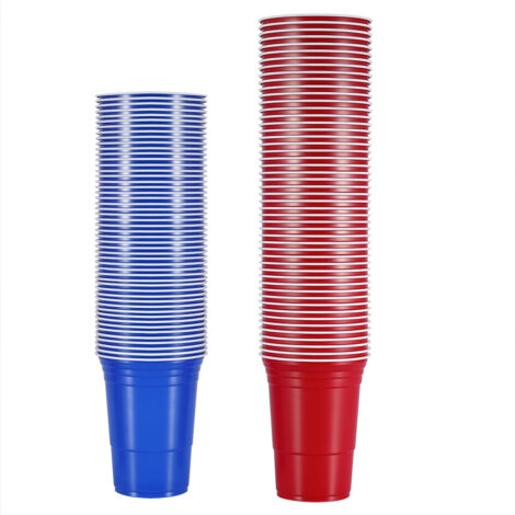 Beer Pong Set Beer Pong Drinking Game Set Beer Pong Cups(50 Red Cups 50 Blue Cups)