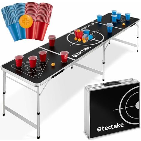 Beer Pong Table - foldable, height-adjustable, 100 cups, 6 balls - Beer pong table, beer pong table, party table