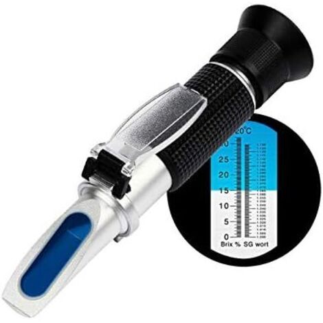Beer Wort Refractometer, Brix/Specific Gravity Refractometer with ATC for Brewing Beer, Dual Scale (Specific Gravity 1,000-1,130 and Brix 0-32%)