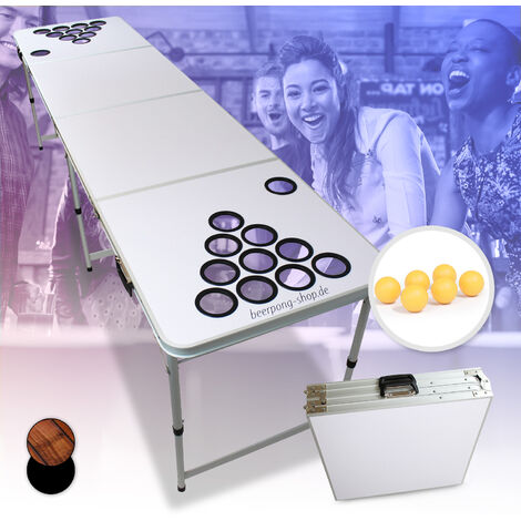BeerCup Backspin Beer Pong Tisch Set White DIY Tragegriffe Ballhalter 6 Bälle - Weiß
