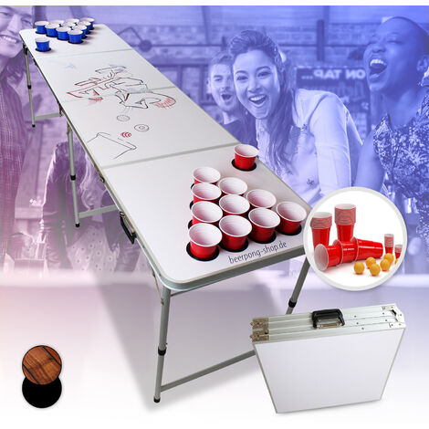 BeerCup Backspin Beer Pong Tisch Set White DIY Tragegriffe Ballhalter 6 Bälle - Weiß