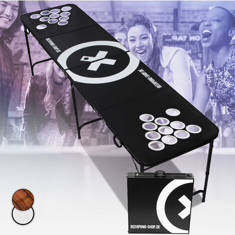 BeerCup Baseliner Beer Pong Tisch Set Audio Cup Hole Black Line Tragegriffe 6 Bälle - Schwarz