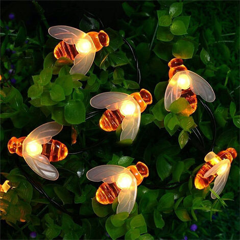 main image of "Bees fairy lights, 50 lights 9.5 meters, 8 functions solar LED outdoor lights"