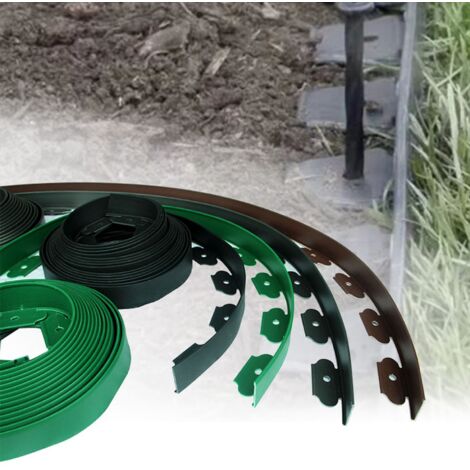 Beetbegrenzung ohne Umgraben, Komplettset, 5 m PE mit 15 Spiralankern, für einfache Gartengestaltung