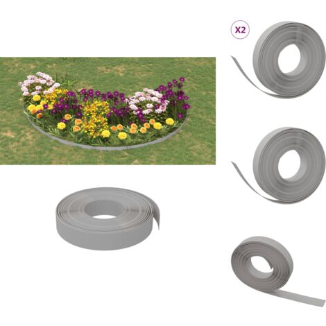 Beeteinfassungen - Living Rasenkanten 2 Stk. Grau 10 m 10 cm Polyethylen