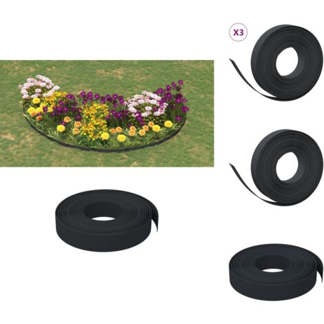 Beeteinfassungen - Living Rasenkanten 3 Stk. Schwarz 10 m 10 cm Polyethylen