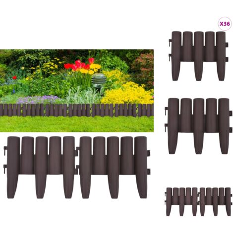 Beeteinfassungen - Living Rasenkanten 36 Stk. Braun 10 m PP