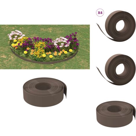 Beeteinfassungen - Living Rasenkanten 4 Stk. Braun 10 m 15 cm Polyethylen