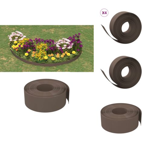Beeteinfassungen - Living Rasenkanten 4 Stk. Braun 10 m 20 cm Polyethylen