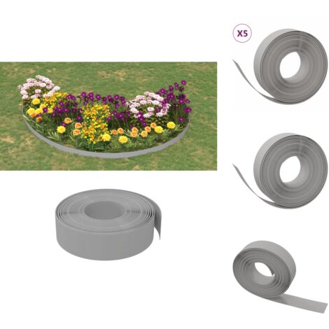 Beeteinfassungen - Living Rasenkanten 5 Stk. Grau 10 m 15 cm Polyethylen