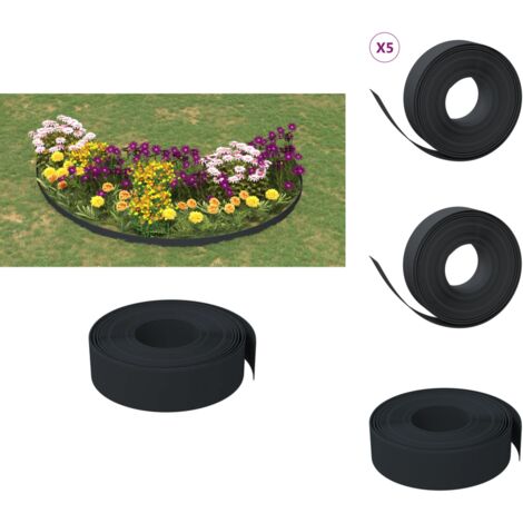 Beeteinfassungen - Living Rasenkanten 5 Stk. Schwarz 10 m 15 cm Polyethylen
