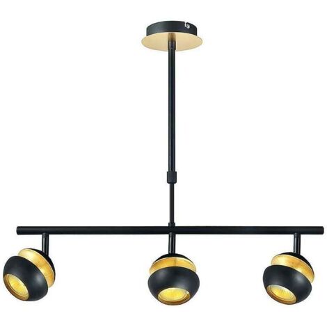 Beethoven lampada a sospensione lineare de 3 faretti Nero/oro Fabrilamp