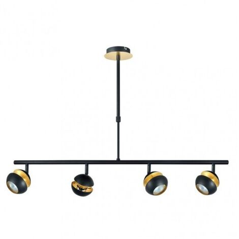 BEETHOVEN lampada lineare 4 luci nero-oro gu10 Fabrilamp